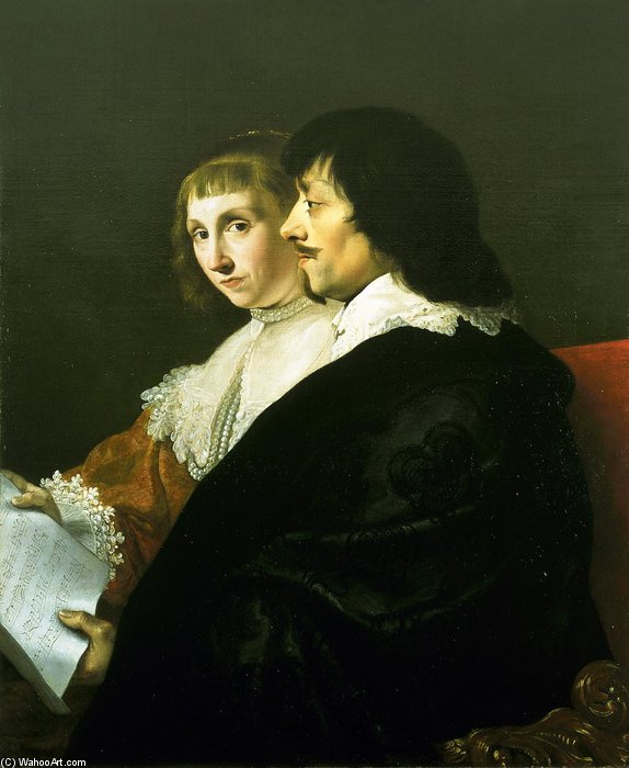 WikiOO.org - Enciclopédia das Belas Artes - Pintura, Arte por Jacob Van Campen - Double Portrait Of Constantijn Huygens