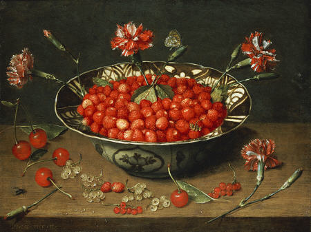 Wikioo.org – La Enciclopedia de las Bellas Artes - Pintura, Obras de arte de Jacob Van Hulsdonck - fresas en una fuente