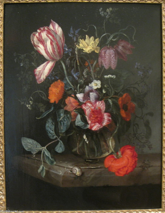 Wikioo.org - The Encyclopedia of Fine Arts - Painting, Artwork by Jacob Van Walscapelle - Flowers In A Vase