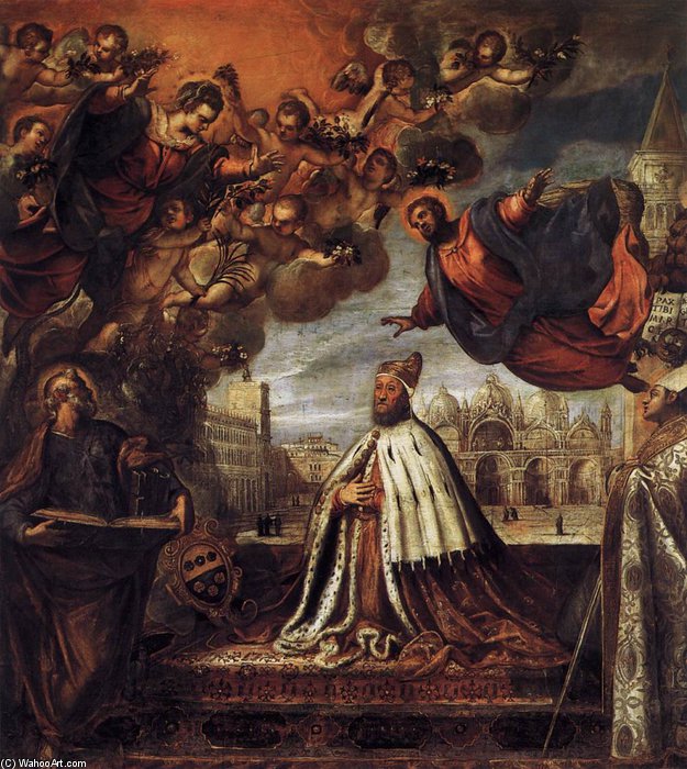 Wikioo.org - The Encyclopedia of Fine Arts - Painting, Artwork by Palma Giovane - Doge Pietro Loredan Beseeching The Virgin