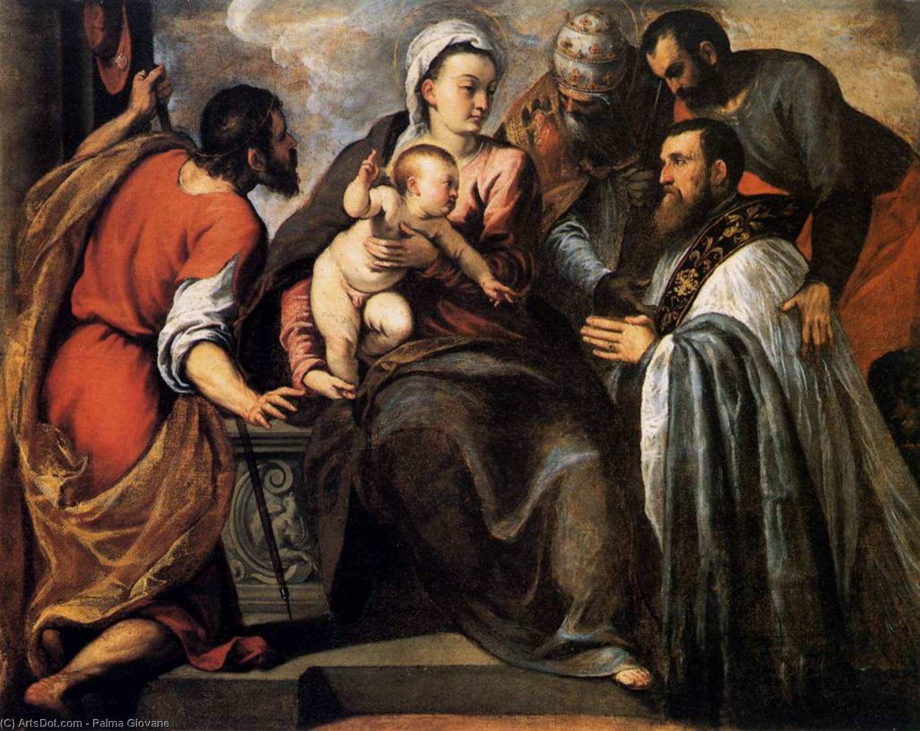 Wikioo.org - The Encyclopedia of Fine Arts - Painting, Artwork by Palma Giovane - Virgin And Child With Saints