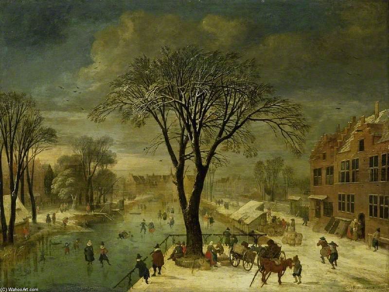 Wikioo.org - The Encyclopedia of Fine Arts - Painting, Artwork by Jacques Fouquier - Winter Scene