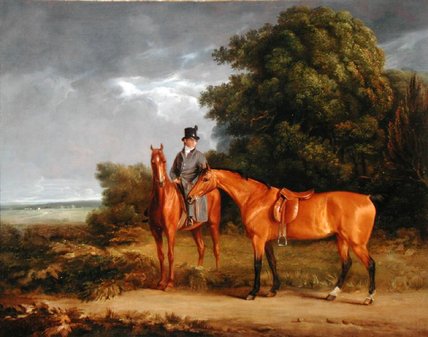 WikiOO.org - Güzel Sanatlar Ansiklopedisi - Resim, Resimler Jacques Laurent Agasse - A Groom Mounted On A Chestnut Hunter