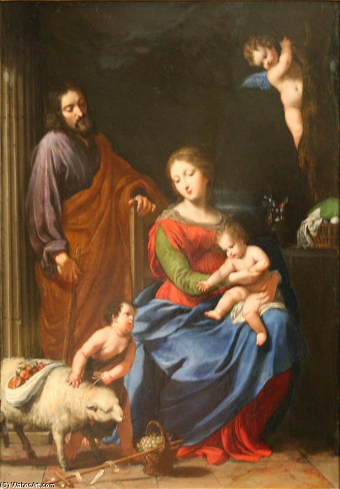 Wikioo.org - สารานุกรมวิจิตรศิลป์ - จิตรกรรม Jacques De Stella - Sainte Famille Avec Saint Jean-baptiste.