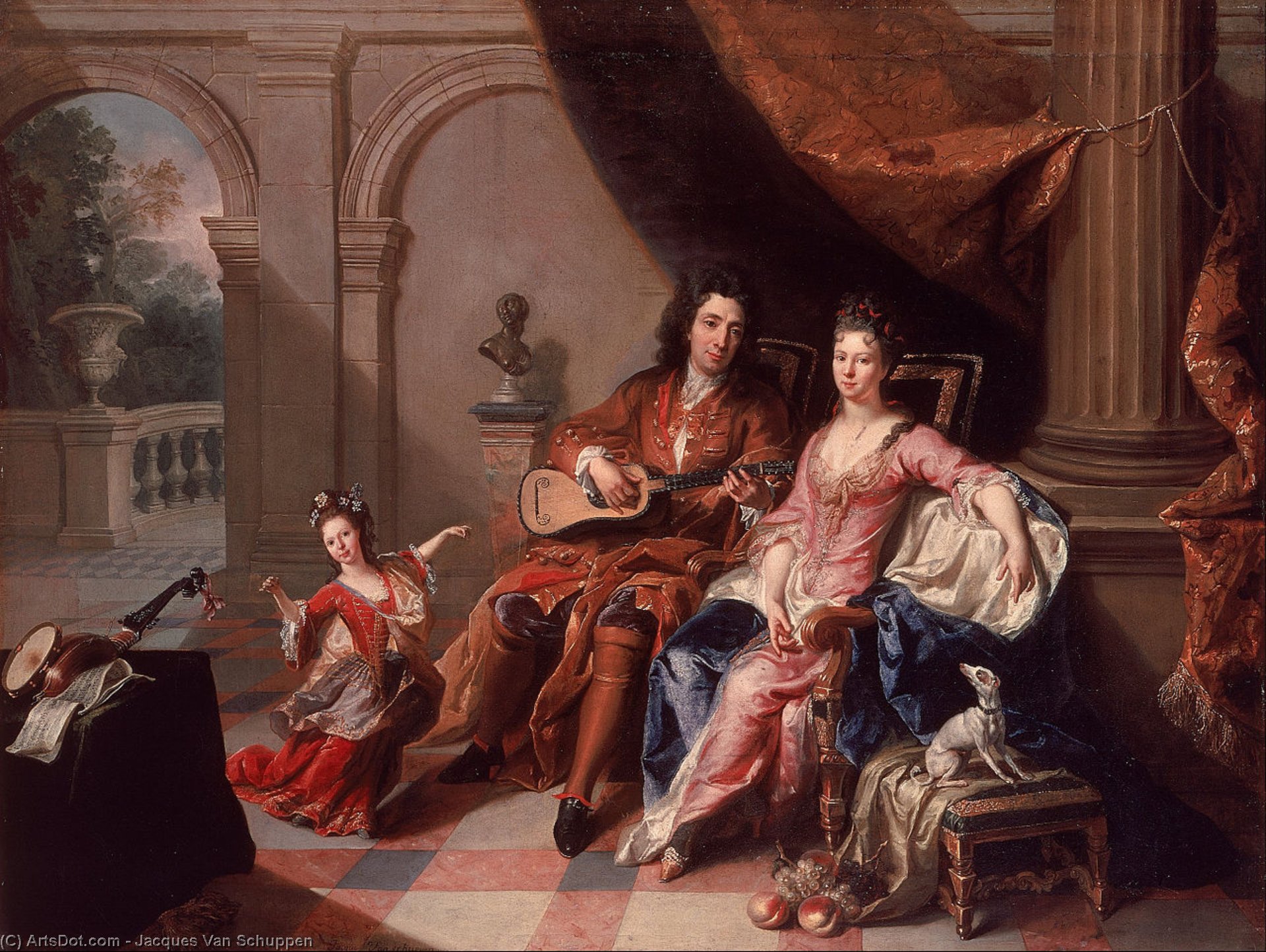 Wikioo.org - The Encyclopedia of Fine Arts - Painting, Artwork by Jacques Van Schuppen - The Guitar Player
