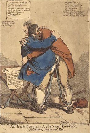 Wikioo.org - The Encyclopedia of Fine Arts - Painting, Artwork by James Arthur O Connor - An Irish Hug Alias A Fraternal Embrace