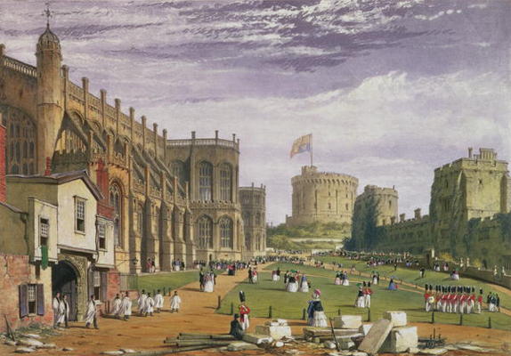 Wikioo.org - The Encyclopedia of Fine Arts - Painting, Artwork by James Baker Pyne - Lower Ward With A View Of St George's Chapel And The Round Tower