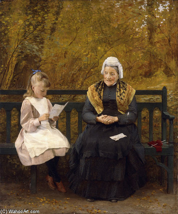 Wikioo.org - The Encyclopedia of Fine Arts - Painting, Artwork by James Hayllar - Reading For Grandmother