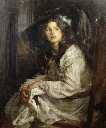 WikiOO.org - Encyclopedia of Fine Arts - Målning, konstverk James Jebusa Shannon - Girl Seated In A Chair