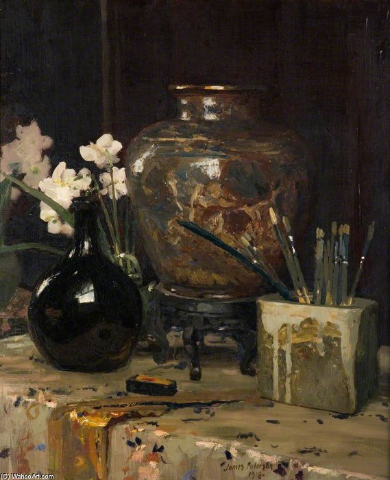 Wikioo.org - The Encyclopedia of Fine Arts - Painting, Artwork by James Paterson - Still Life - Persian, Japanese, Dutch