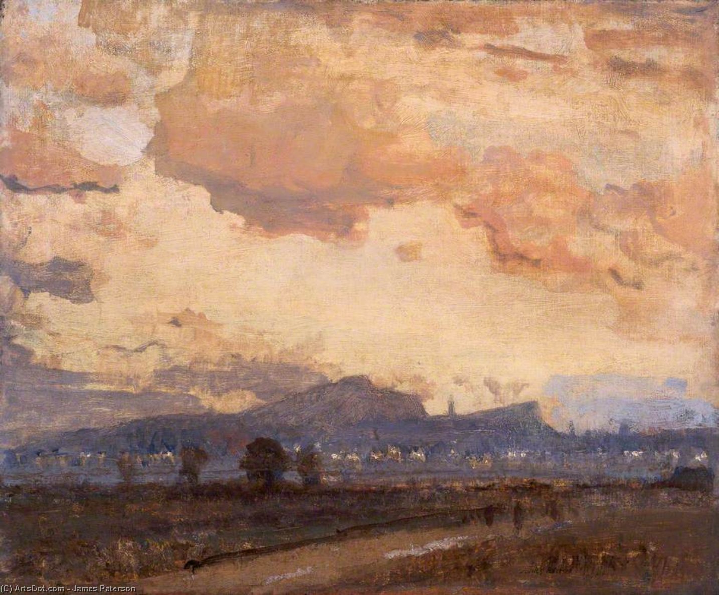 WikiOO.org - Encyclopedia of Fine Arts - Målning, konstverk James Paterson - Sunset, Arthur's Seat, Edinburgh
