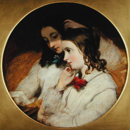 Wikioo.org - The Encyclopedia of Fine Arts - Painting, Artwork by James Sant - Study Of Two Girls
