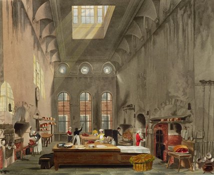 Wikioo.org - The Encyclopedia of Fine Arts - Painting, Artwork by James Stephanoff - Kitchen, St. James's Palace