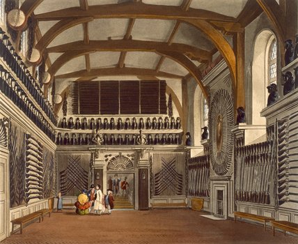 Wikioo.org - The Encyclopedia of Fine Arts - Painting, Artwork by James Stephanoff - The Old Guard Chamber, The Round Tower, Windsor