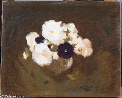 Wikioo.org - The Encyclopedia of Fine Arts - Painting, Artwork by James Stuart Park - White And Purple Violas