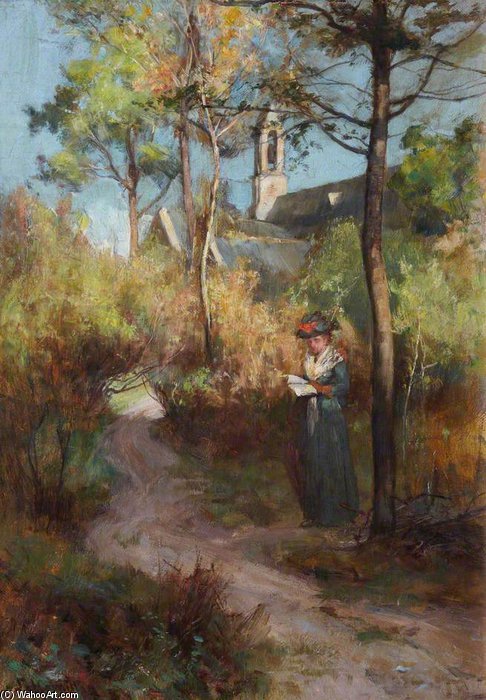 Wikioo.org - The Encyclopedia of Fine Arts - Painting, Artwork by James Whitelaw Hamilton - Landscape With Figure