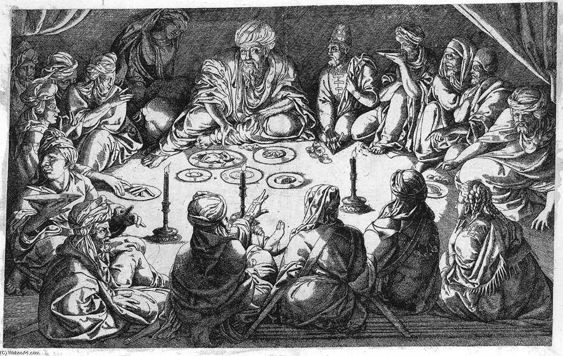 WikiOO.org - Encyclopedia of Fine Arts - Lukisan, Artwork Jan Cornelisz Vermeyen (Jan Mayo) - Oriental Meal