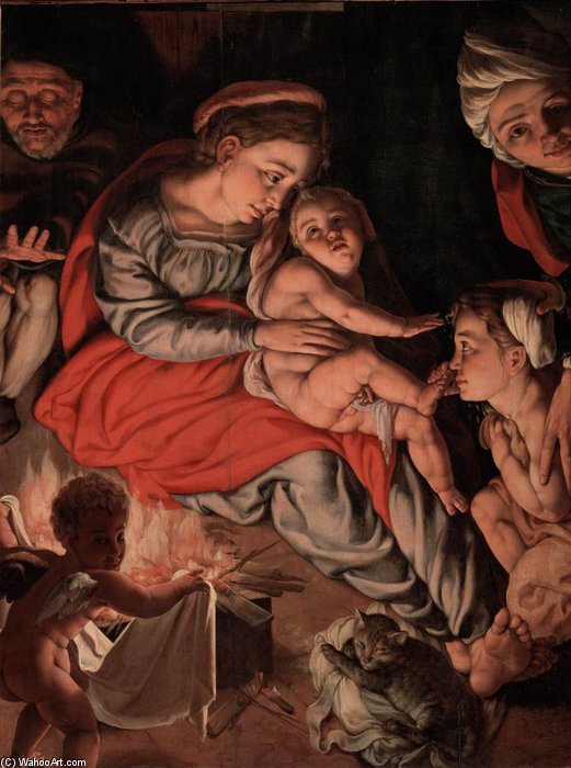 Wikioo.org - Die Enzyklopädie bildender Kunst - Malerei, Kunstwerk von Jan Cornelisz Vermeyen (Jan Mayo) - der heilige familie durch ein feuer