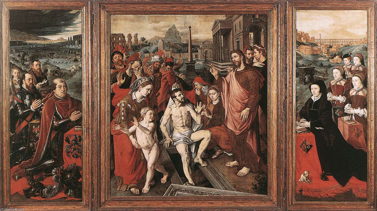 Wikioo.org - The Encyclopedia of Fine Arts - Painting, Artwork by Jan Cornelisz Vermeyen (Jan Mayo) - Triptych Of The Micault Family