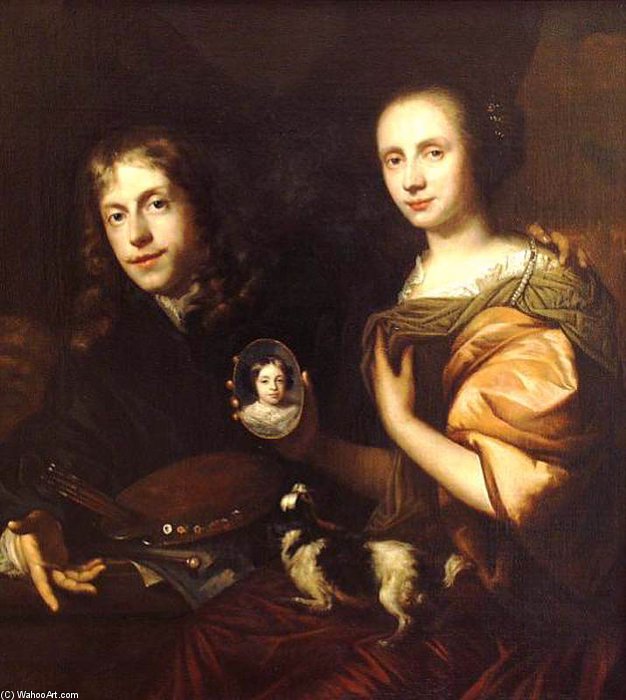 Wikioo.org - The Encyclopedia of Fine Arts - Painting, Artwork by Jan De Baen - Self-portrait With His Wife, Maria De Kinderen