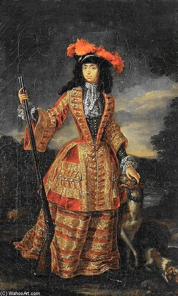 Wikioo.org - The Encyclopedia of Fine Arts - Painting, Artwork by Johan Francois Douven - Anna Maria Luisa De' Medici In Hunting Dress