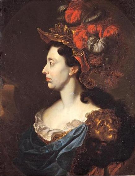 Wikioo.org – La Enciclopedia de las Bellas Artes - Pintura, Obras de arte de Johan Francois Douven - Anna Maria Luisa De Medici en Perfil