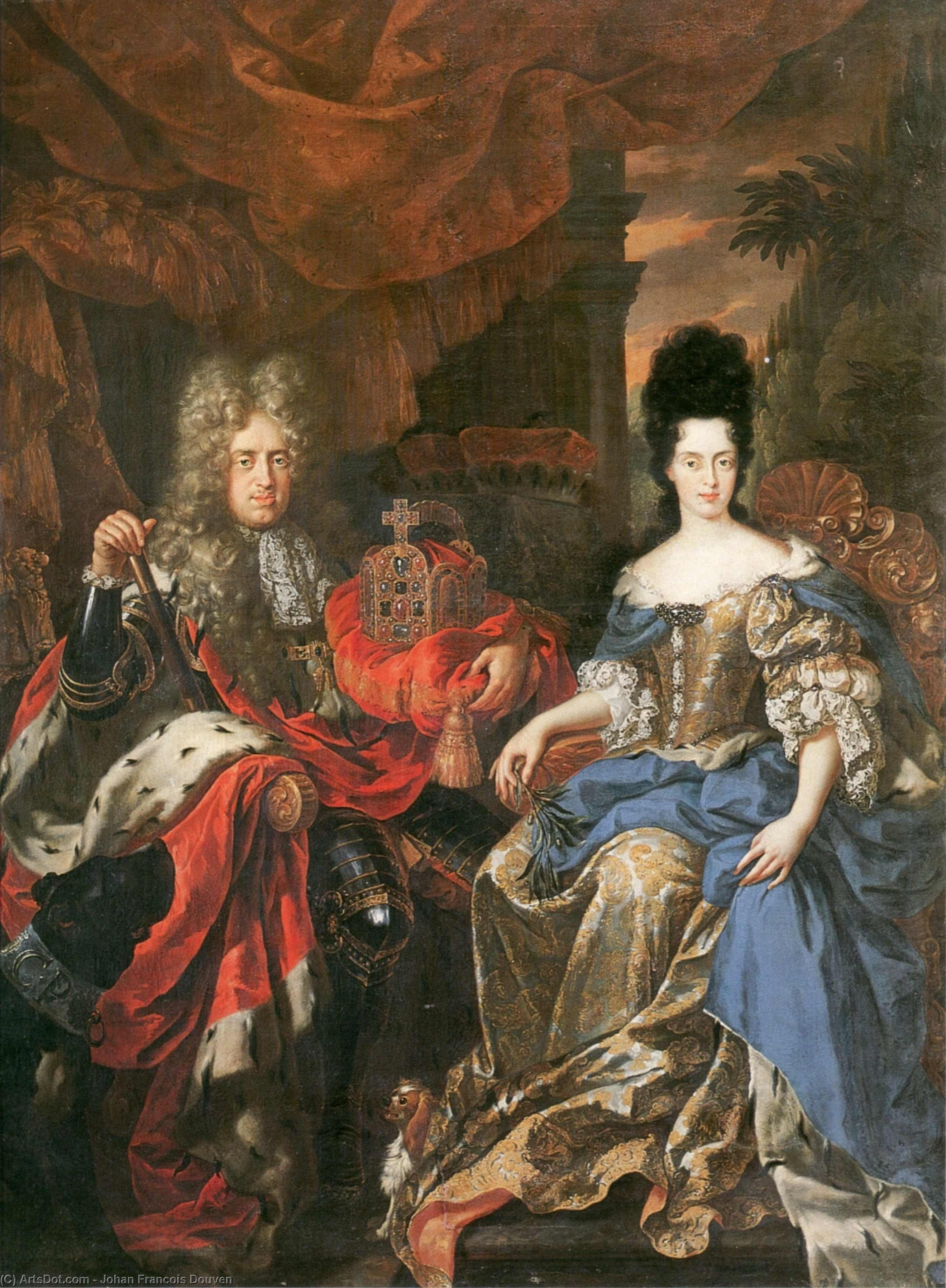 WikiOO.org - Encyclopedia of Fine Arts - Maalaus, taideteos Johan Francois Douven - Double Portrait Of Johann Wilhelm Von Der Pfalz And Anna Maria Luisa De' Medici
