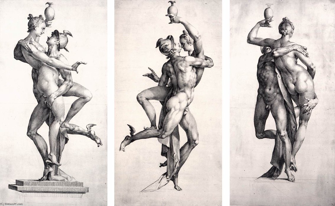 WikiOO.org - Encyclopedia of Fine Arts - Maalaus, taideteos Jan Harmensz Muller - Mercury And Psyche, Viewed From Three Sides