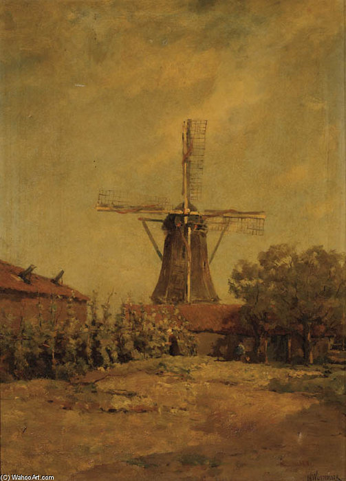 Wikioo.org - The Encyclopedia of Fine Arts - Painting, Artwork by Jan Hillebrand Wijsmuller - A Windmill