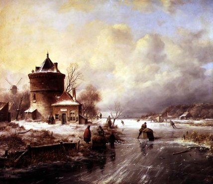 Wikioo.org - The Encyclopedia of Fine Arts - Painting, Artwork by Jan Jacob Spohler - A Frozen River