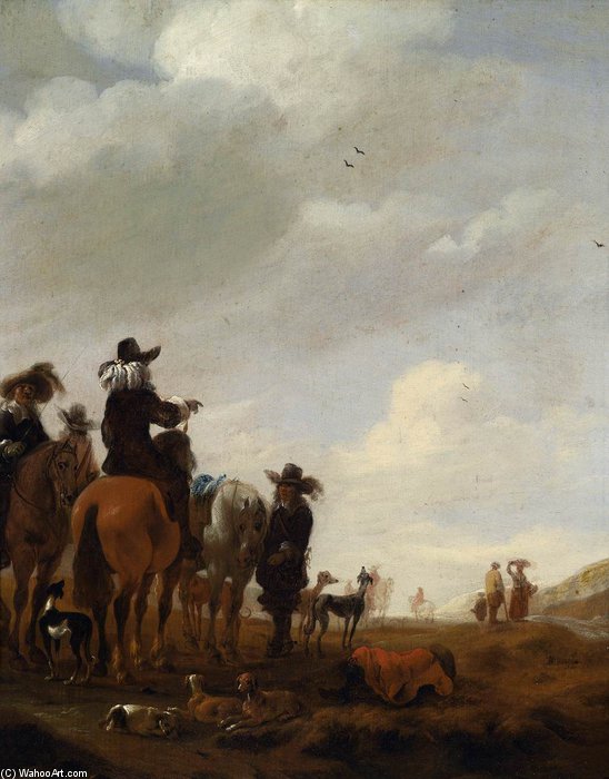 WikiOO.org - Enciclopedia of Fine Arts - Pictura, lucrări de artă Jan Jacobsz Van Der Stoffe - Resting Hunting Party
