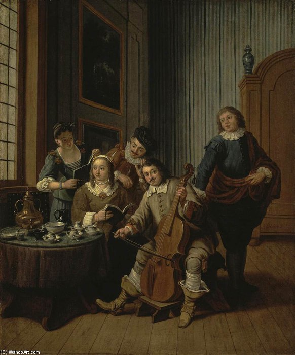 WikiOO.org - Encyclopedia of Fine Arts - Maleri, Artwork Jan Josef Horemans The Elder - Lesson Of Singing