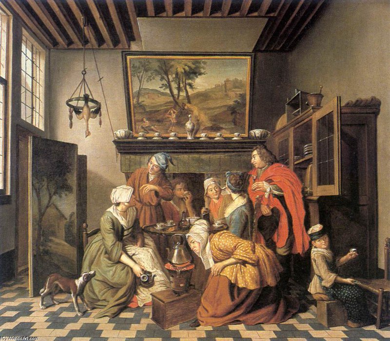Wikioo.org - The Encyclopedia of Fine Arts - Painting, Artwork by Jan Josef Horemans The Elder - Tea Time