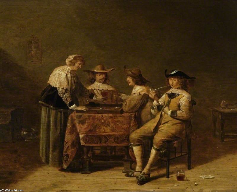 Wikioo.org - The Encyclopedia of Fine Arts - Painting, Artwork by Jan Olis - Gentlemen Playing Backgammon
