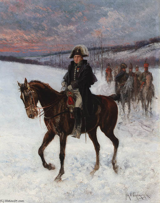 Wikioo.org - The Encyclopedia of Fine Arts - Painting, Artwork by Jan Van Chelminski - Marshal Ney On Horseback; Campaign In Russia