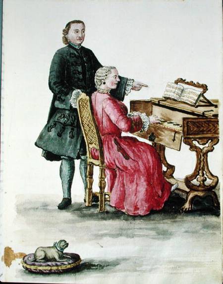 WikiOO.org - Encyclopedia of Fine Arts - Maľba, Artwork Jan Van Grevenbroeck - A Singer At The Clavichord With Her Teacher