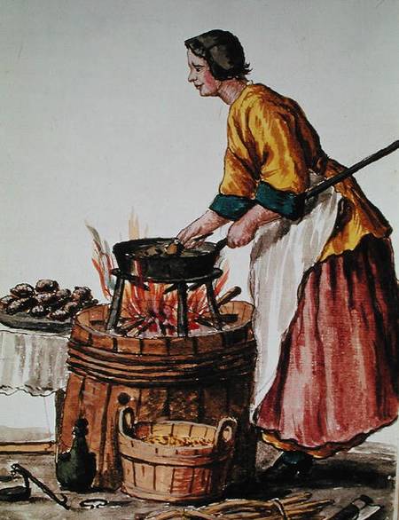 Wikioo.org - สารานุกรมวิจิตรศิลป์ - จิตรกรรม Jan Van Grevenbroeck - Venetian Doughnut Seller (pen & Ink And Wc On Paper)