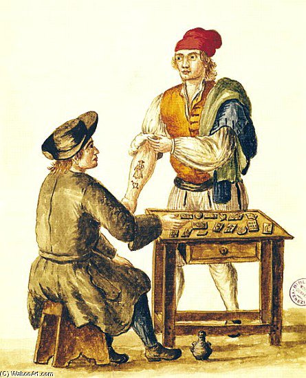 WikiOO.org - Enciklopedija dailės - Tapyba, meno kuriniai Jan Van Grevenbroeck - Venetian Tattooer