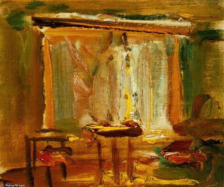 Wikioo.org - The Encyclopedia of Fine Arts - Painting, Artwork by Janos Tornyai - Interior With Curtained Window