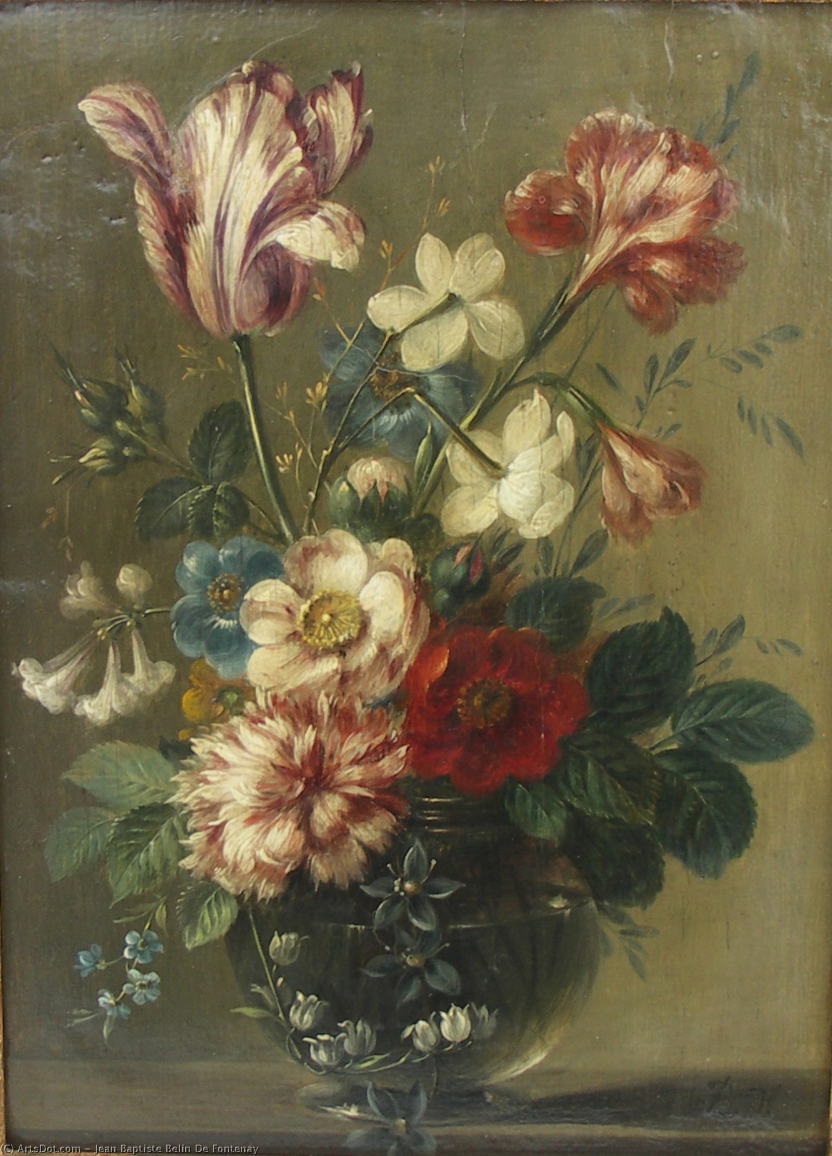 WikiOO.org - Encyclopedia of Fine Arts - Maľba, Artwork Jean Baptiste Belin De Fontenay - Vase De Fleurs Par Belin De Fontenay