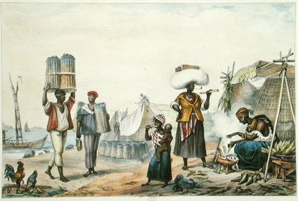 Wikioo.org - The Encyclopedia of Fine Arts - Painting, Artwork by Jean Baptiste Debret - Negroes Selling Coal And Maize