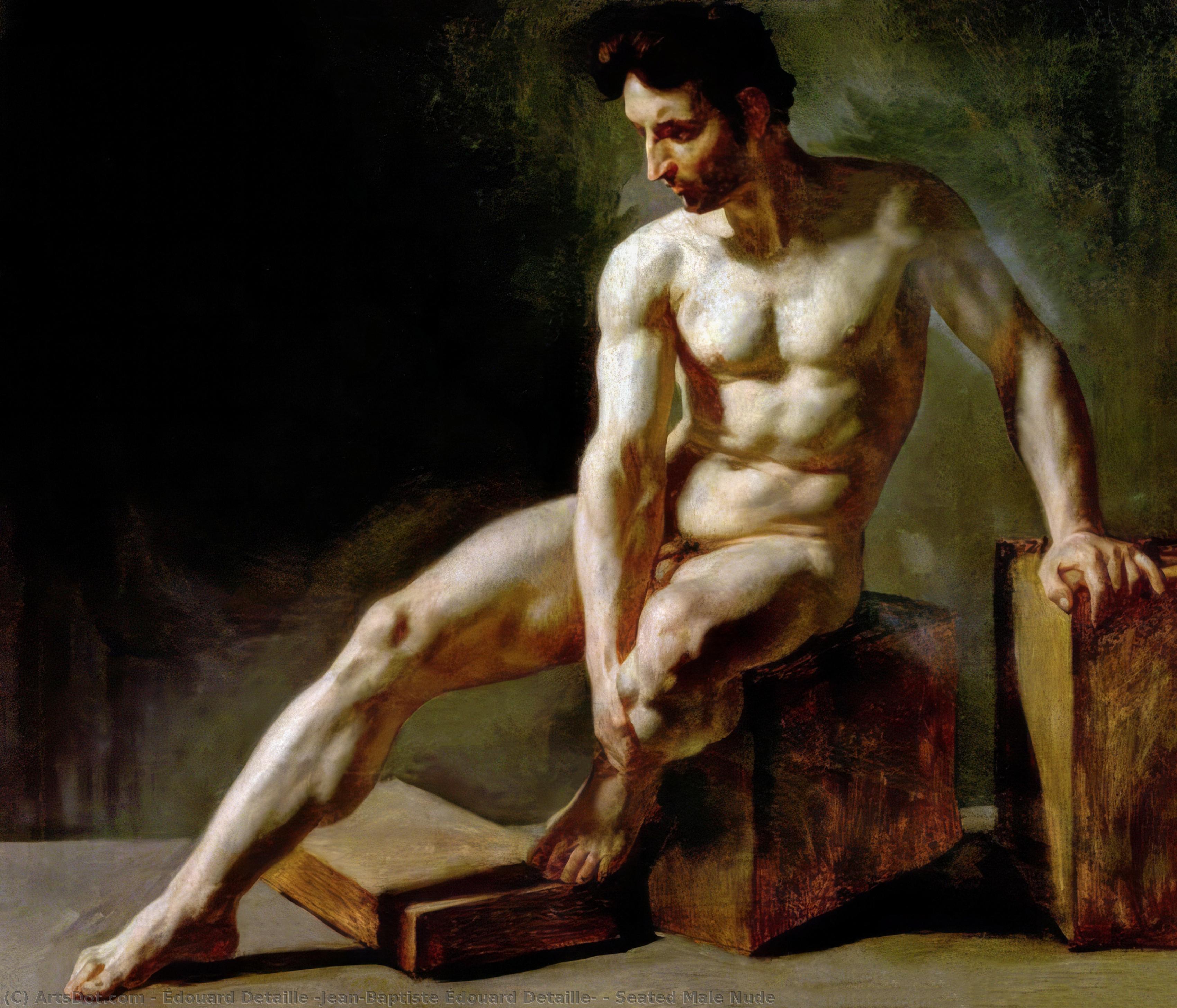 WikiOO.org – 美術百科全書 - 繪畫，作品 Édouard Detaille (Jean-Baptiste Édouard Detaille) - 坐式男性裸体