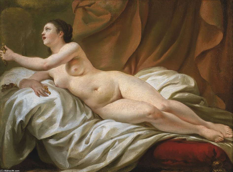 Wikioo.org - The Encyclopedia of Fine Arts - Painting, Artwork by Jean Baptiste Marie Pierre - Danae, Oil On Paper Laid Down On Canvas