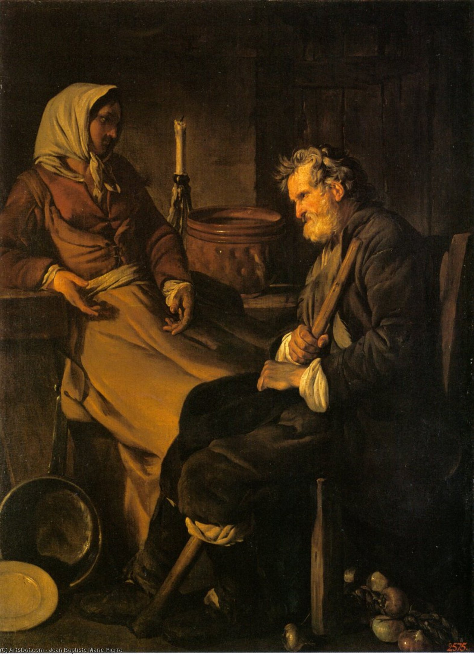 WikiOO.org - Encyclopedia of Fine Arts - Maalaus, taideteos Jean Baptiste Marie Pierre - Old Man In The Kitchen