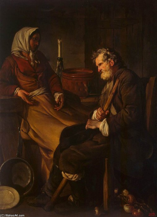 Wikioo.org - The Encyclopedia of Fine Arts - Painting, Artwork by Jean Baptiste Marie Pierre - Old Man In The Kitchen