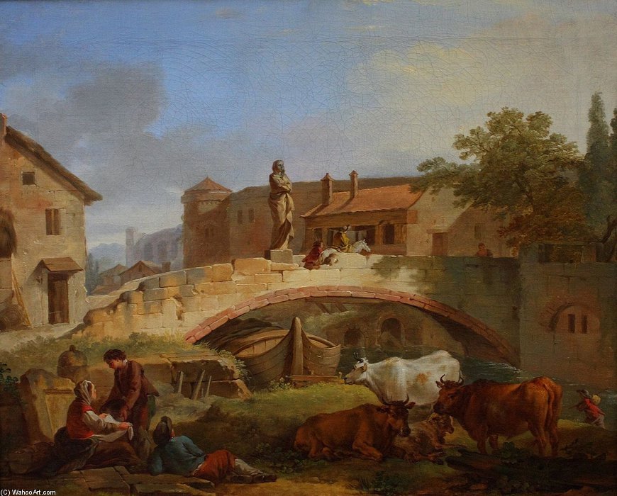 WikiOO.org - Encyclopedia of Fine Arts - Maleri, Artwork Jean Baptiste Marie Pierre - Village Italien