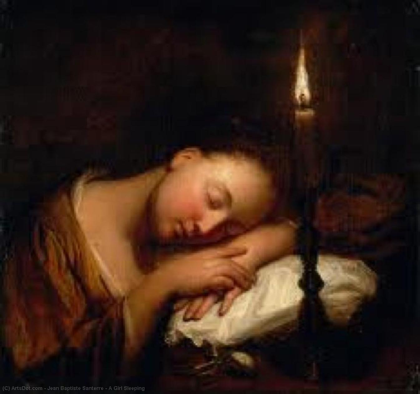 Wikioo.org - The Encyclopedia of Fine Arts - Painting, Artwork by Jean Baptiste Santerre - A Girl Sleeping