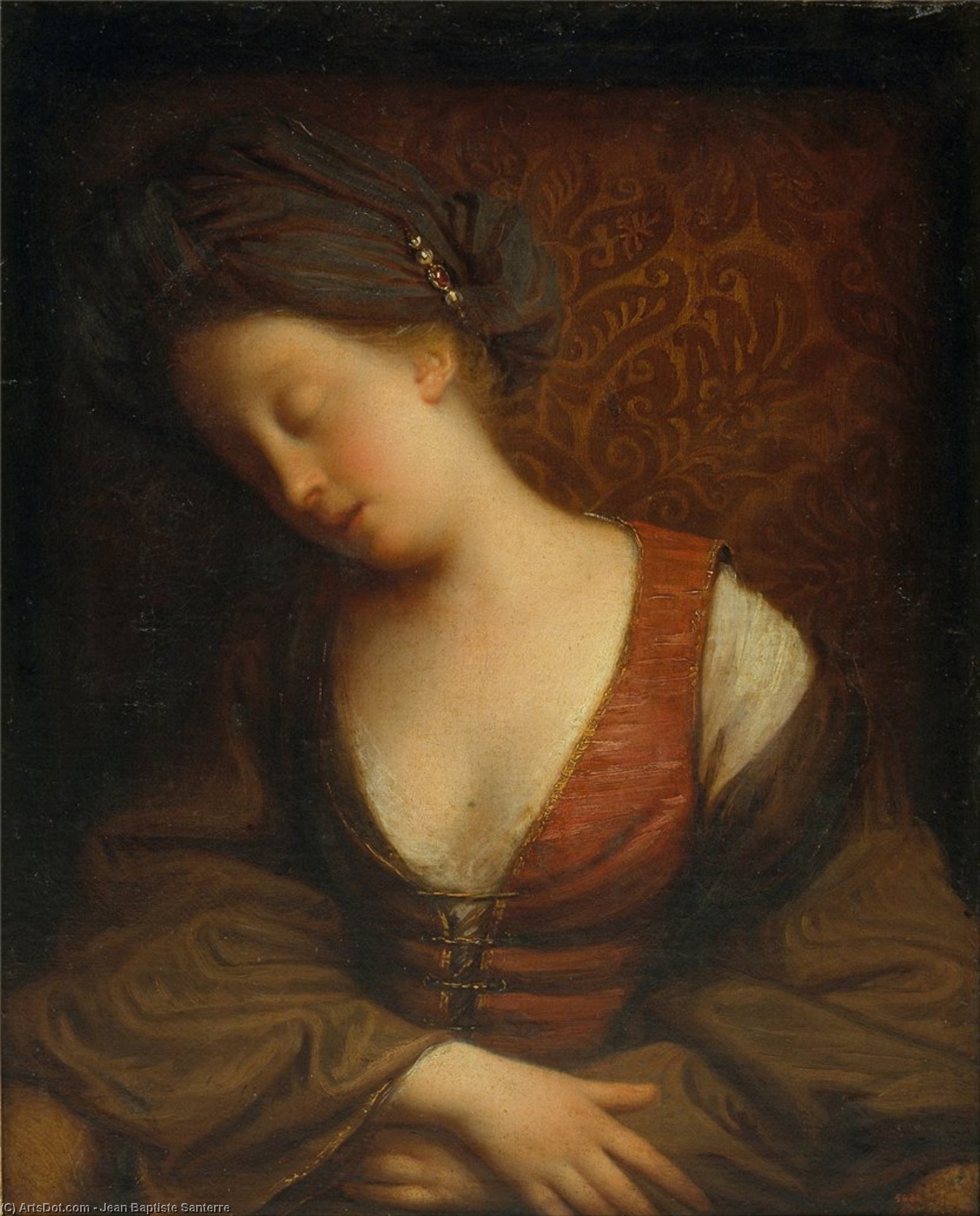 Wikioo.org - The Encyclopedia of Fine Arts - Painting, Artwork by Jean Baptiste Santerre - Young Woman Sleeping