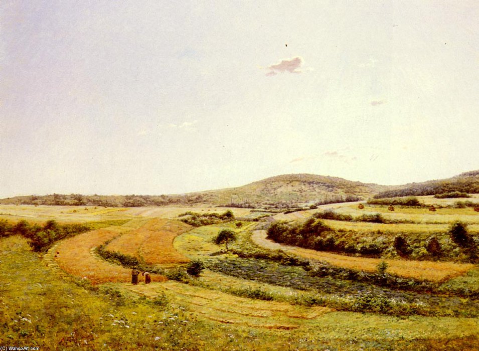 WikiOO.org - Encyclopedia of Fine Arts - Målning, konstverk Jean Ferdinand Monchablon - Harvesters In An Extensive Landscape