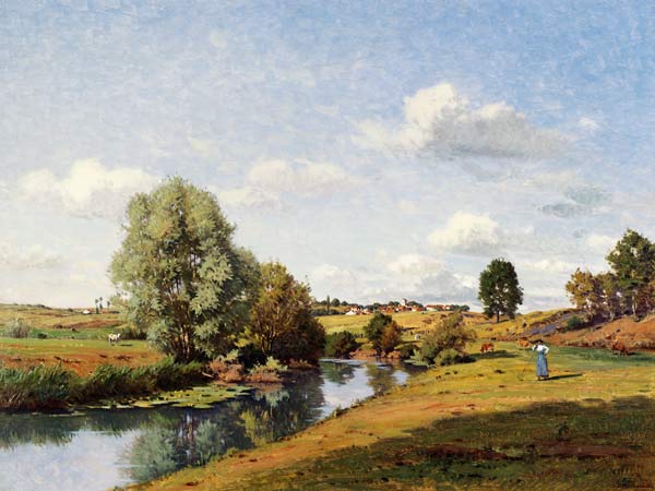 Wikioo.org - The Encyclopedia of Fine Arts - Painting, Artwork by Jean Ferdinand Monchablon - The River Saone Near Grignancourt